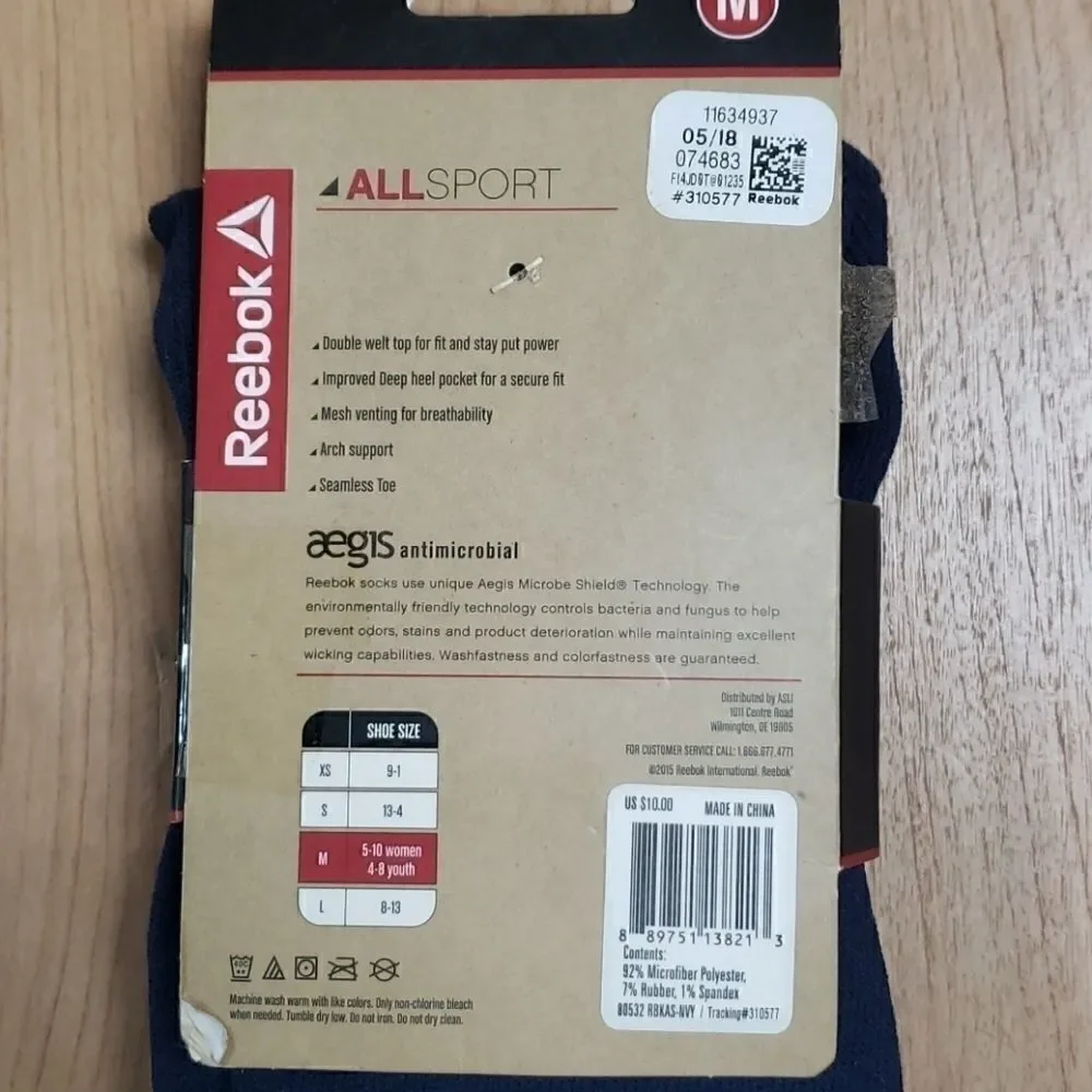 NEW! REEBOK ALL SPORT NAVY BLUE SOCKS
